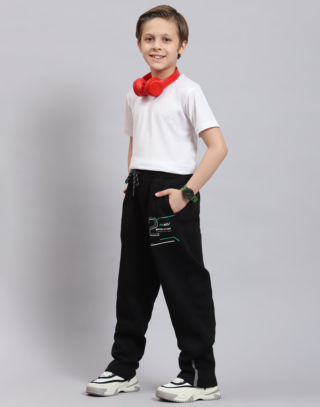 Boys Black Printed Regular Fit Lower