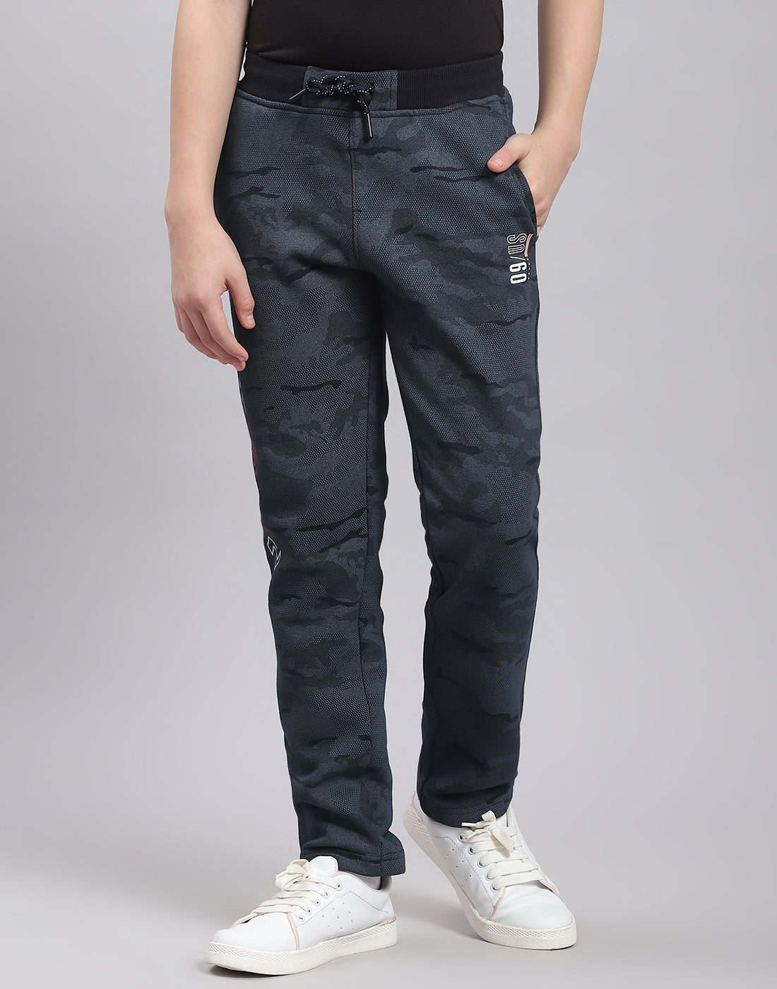 Boys Navy Blue Printed Regular Fit Lower