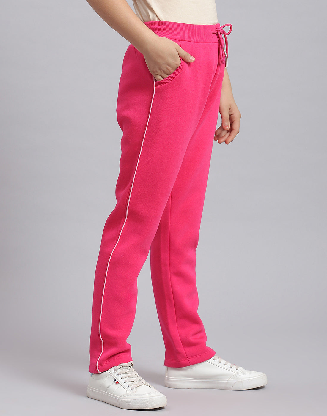 Girls Magenta Solid Regular Fit Lower