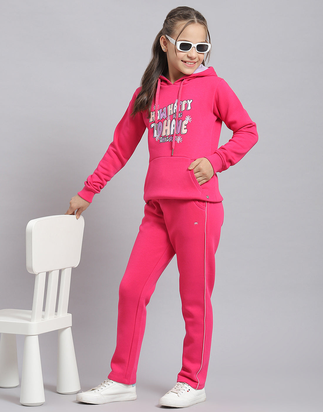 Girls Magenta Solid Regular Fit Lower