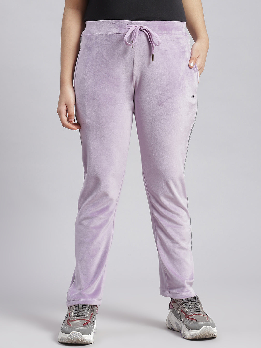 Girls Purple Solid Regular Fit Lowers