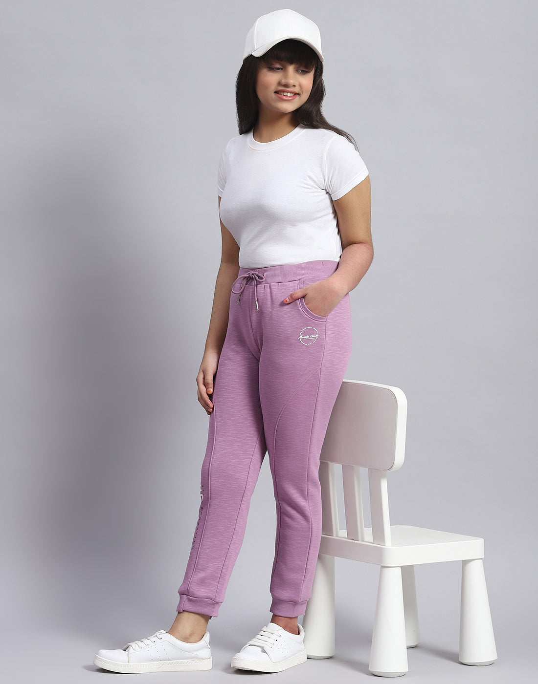 Girls Purple Solid Regular Fit Lower