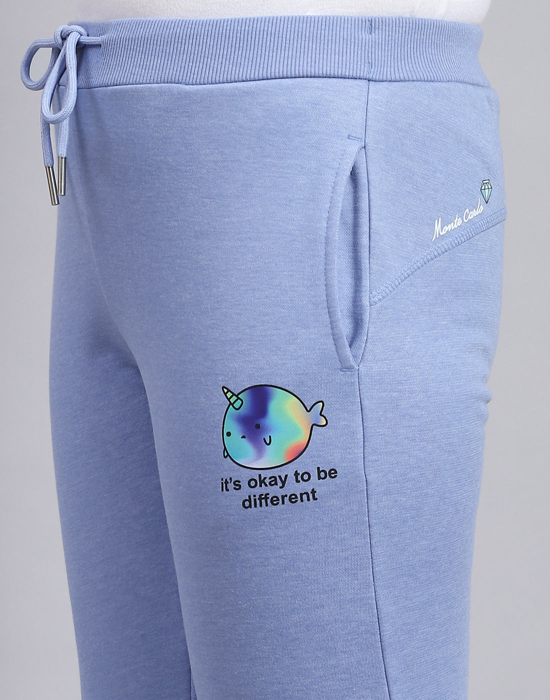 Girls Blue Solid Regular Fit Lower