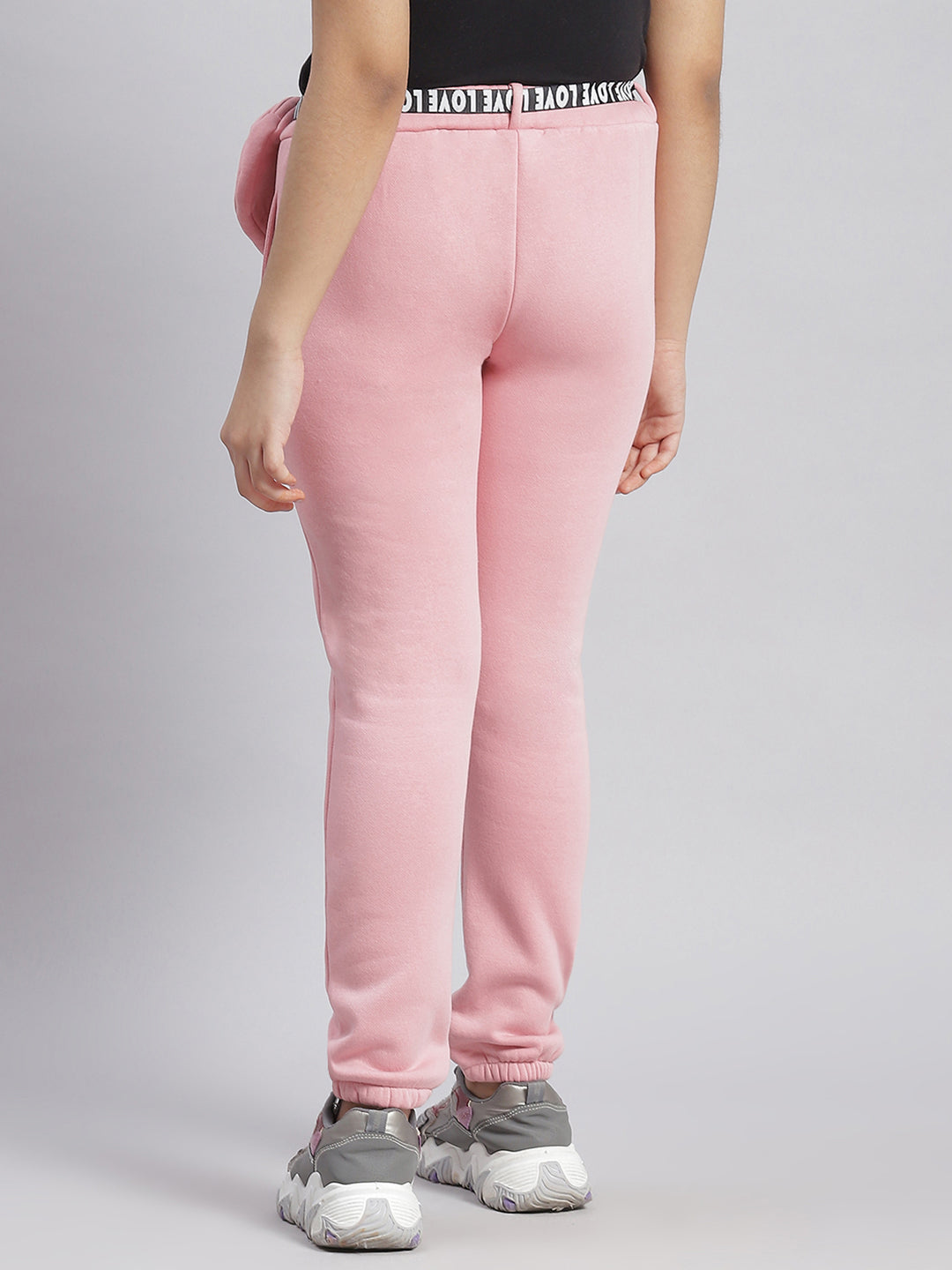 Girls Pink Solid Regular Fit Lowers