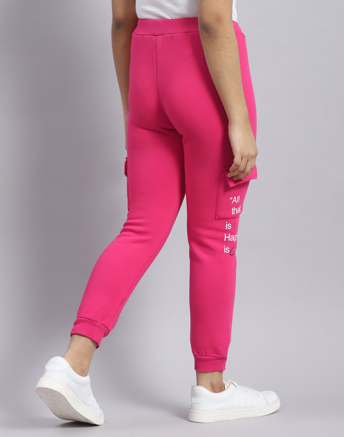 Girls Pink Solid Regular Fit Lower