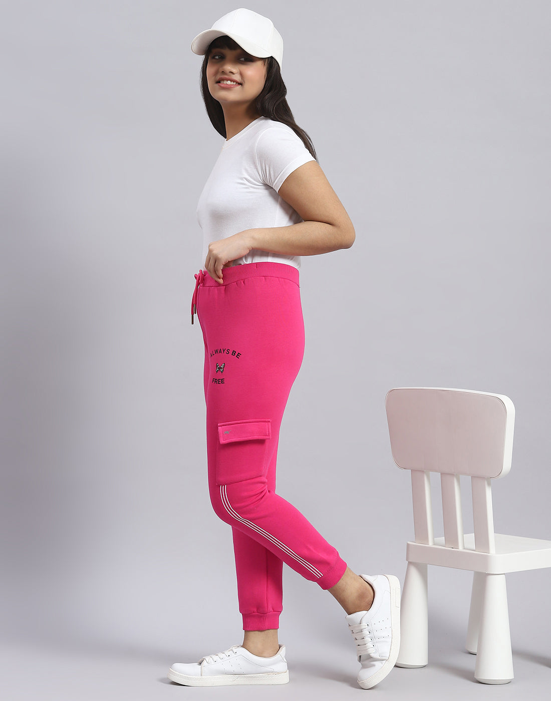 Girls Pink Solid Regular Fit Lower