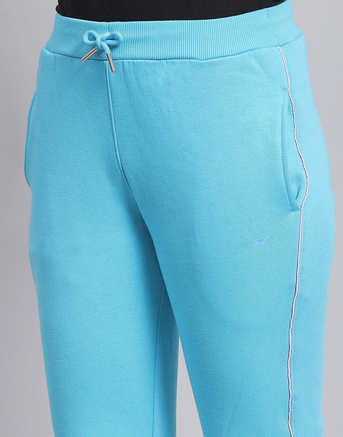 Girls Blue Printed Round Neck Full Sleeve Tracksuit