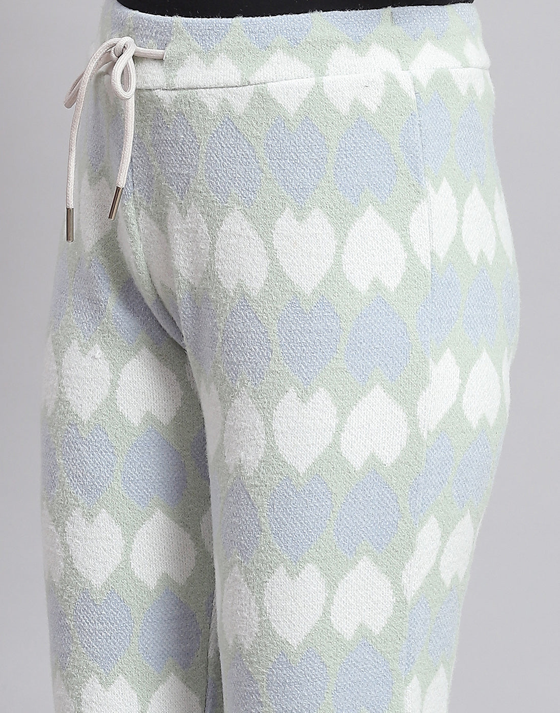 Girls Green Self Design T Neck Full Sleeve Cords Set