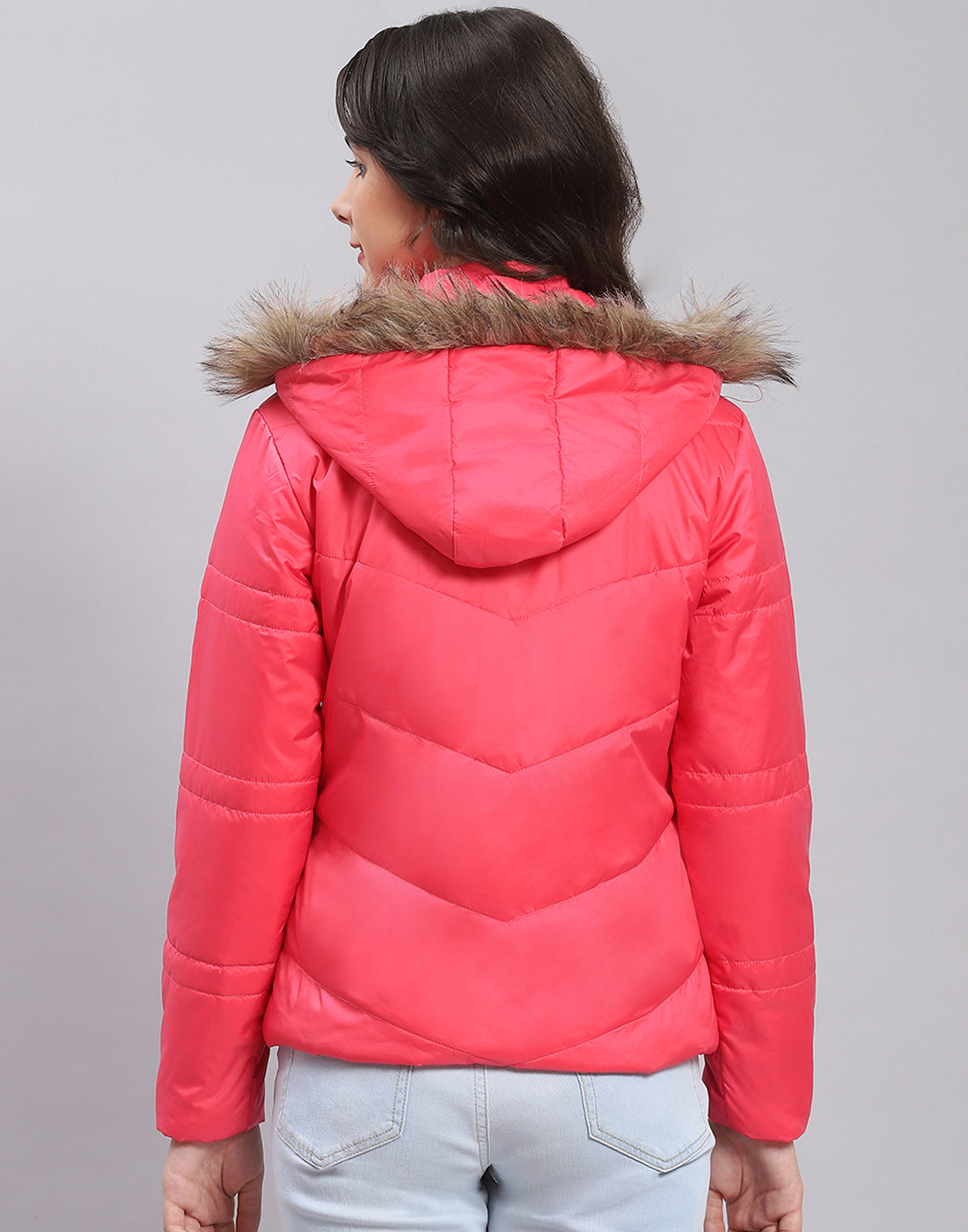 Girls Pink Solid Hooded Full Sleeve Girls Jacket