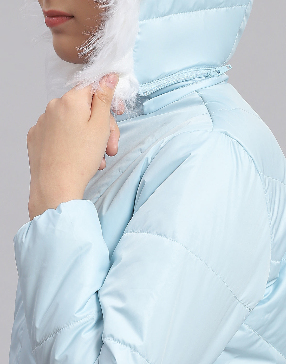 Girls Blue Solid Hooded Full Sleeve Girls Jacket