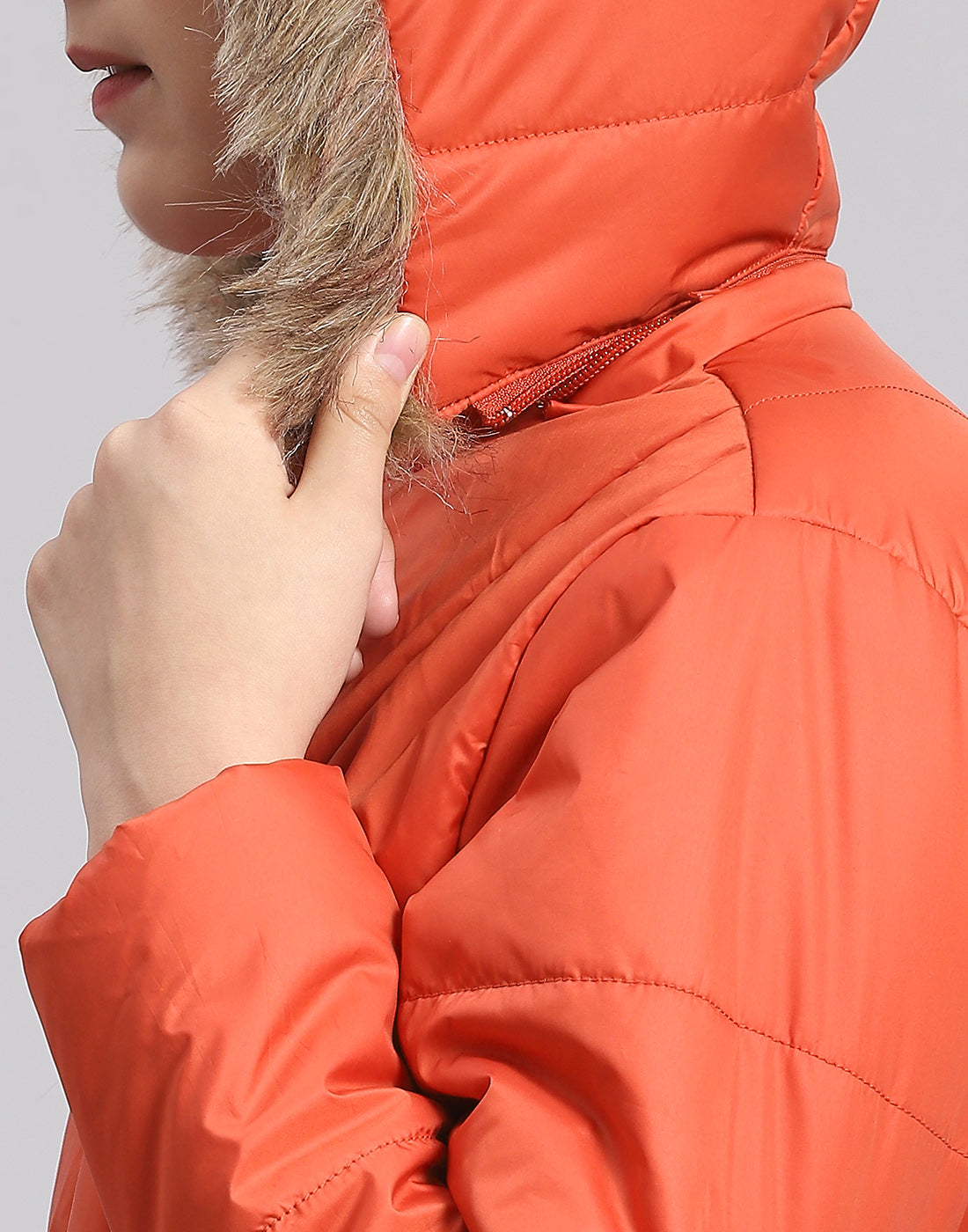 Girls Rust Solid Hooded Full Sleeve Girls Jacket