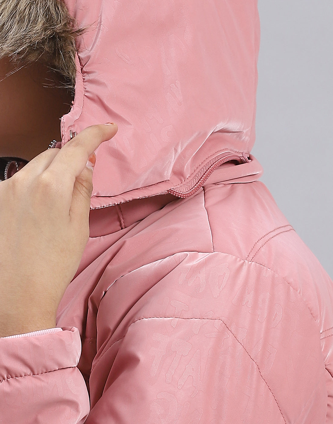 Girls Pink Printed Hooded Full Sleeve Girls Jacket