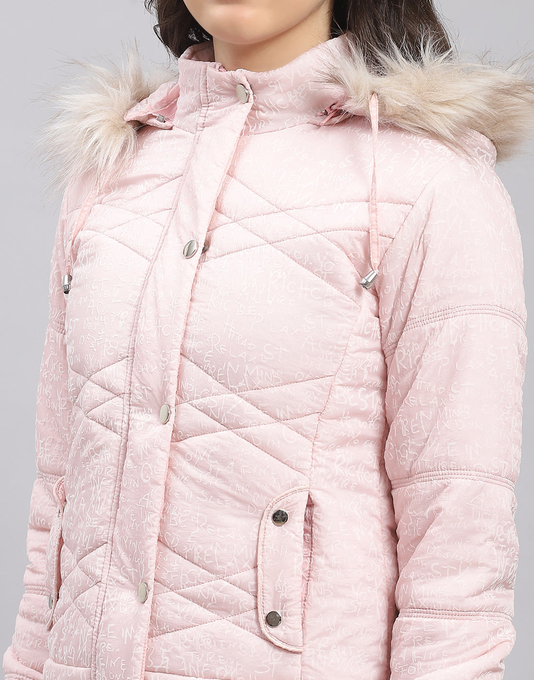 Girls Pink Printed Hooded Full Sleeve Girls Jacket