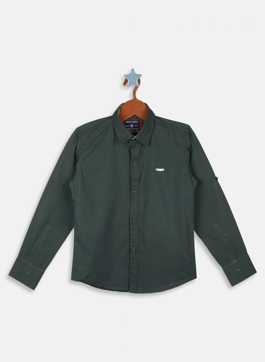 Boys Olive Solid Shirt
