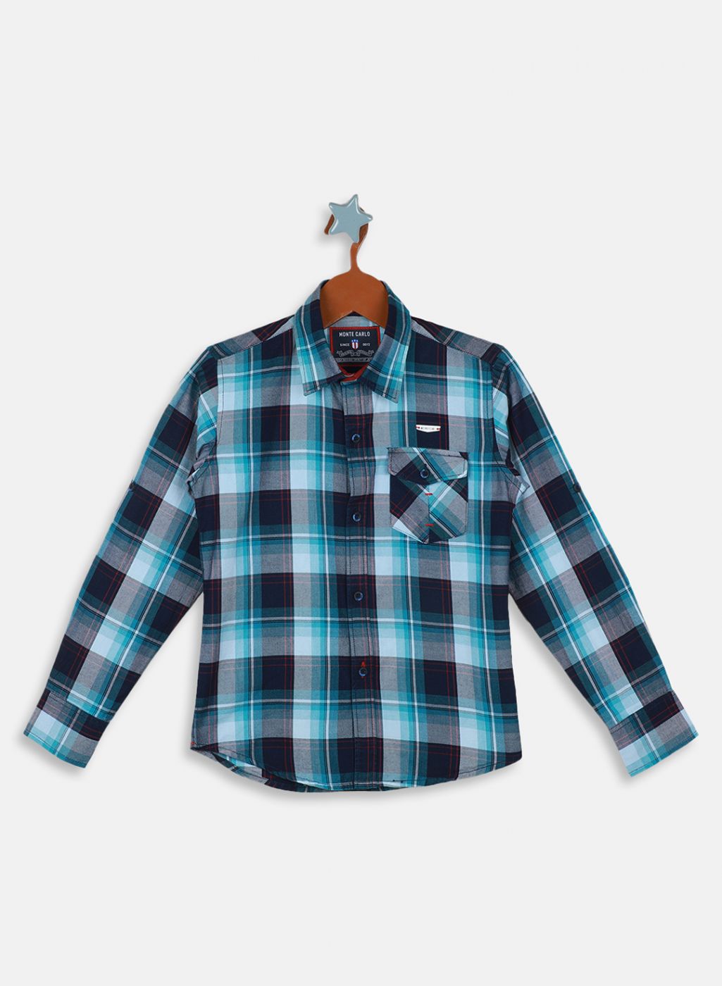Boys Aqua Blue Solid Shirt