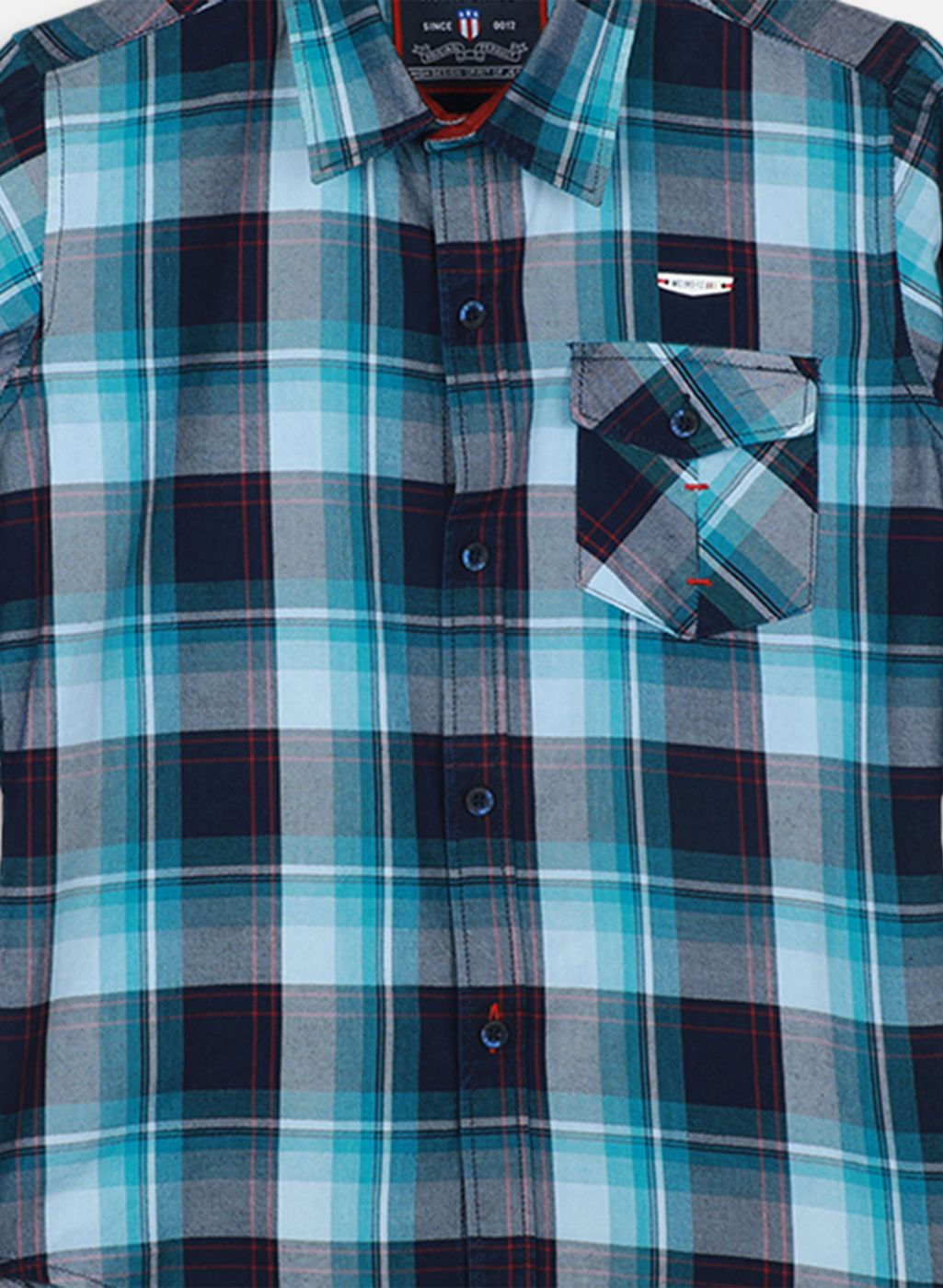 Boys Aqua Blue Solid Shirt