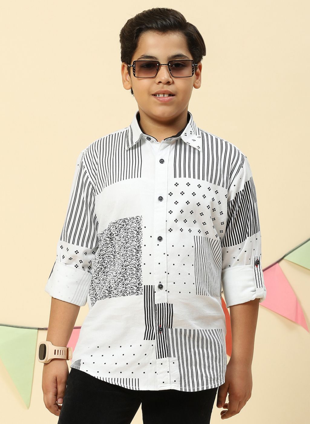 Boys White Solid Shirt