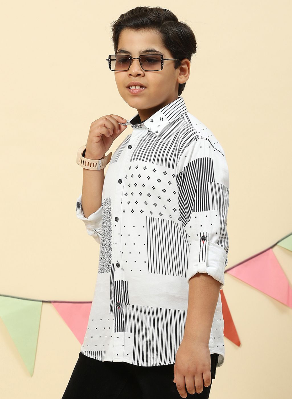 Boys White Solid Shirt