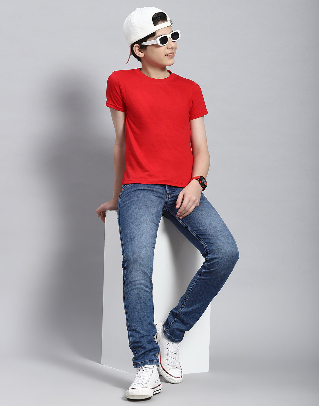 Boys Blue Light Wash Slim Fit Denim