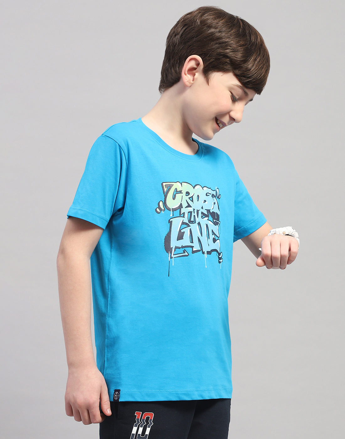 Boys Orange & Turquoise Blue Printed Round Neck Half Sleeve T-Shirt (Pack of 2)