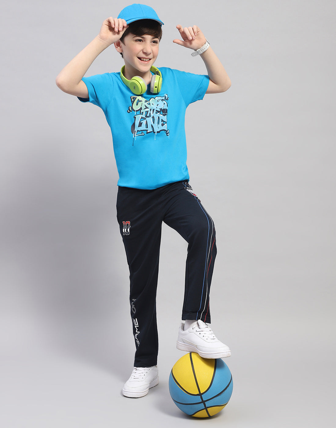 Boys Orange & Turquoise Blue Printed Round Neck Half Sleeve T-Shirt (Pack of 2)