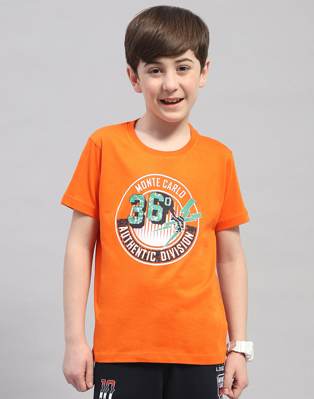 Boys Orange & Turquoise Blue Printed Round Neck Half Sleeve T-Shirt (Pack of 2)