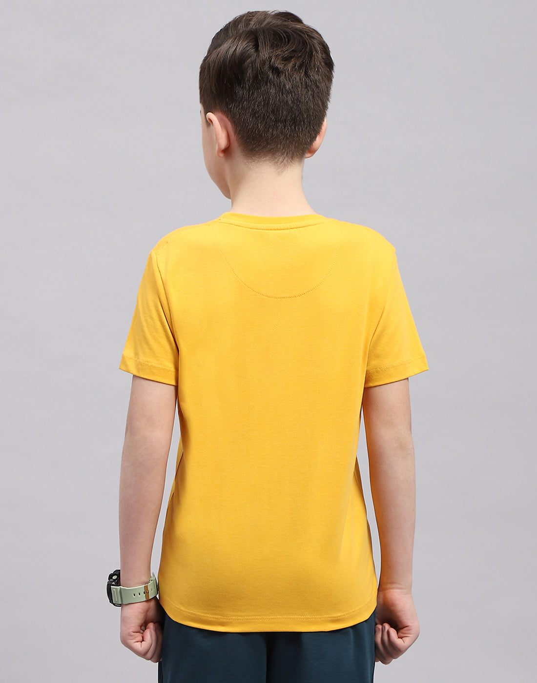 Boys Mustar & Aqua Blue Printed Round Neck Half Sleeve T-Shirt (Pack of 2)