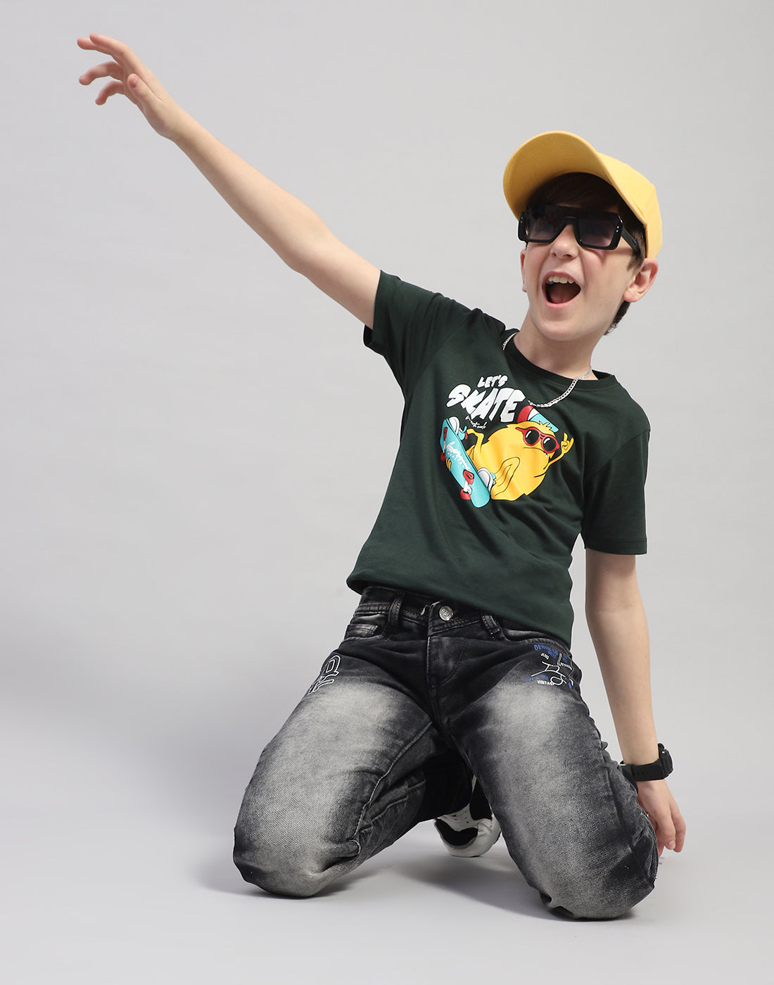 Boys Green & Turquoise Blue Printed Round Neck Half Sleeve T-Shirt (Pack of 2)