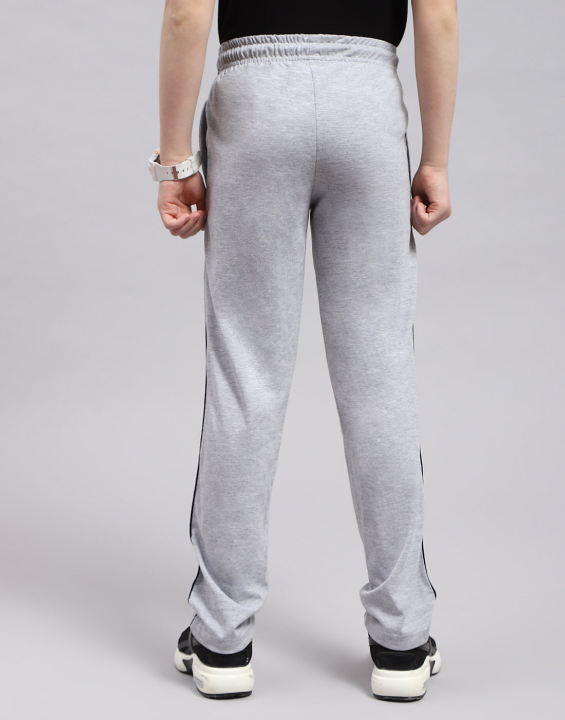 Boys Grey Melange Printed Regular Fit Lower