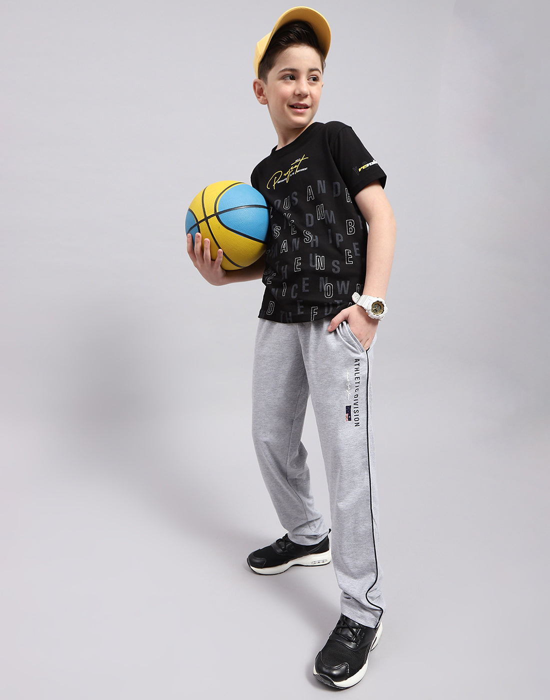 Boys Grey Melange Printed Regular Fit Lower