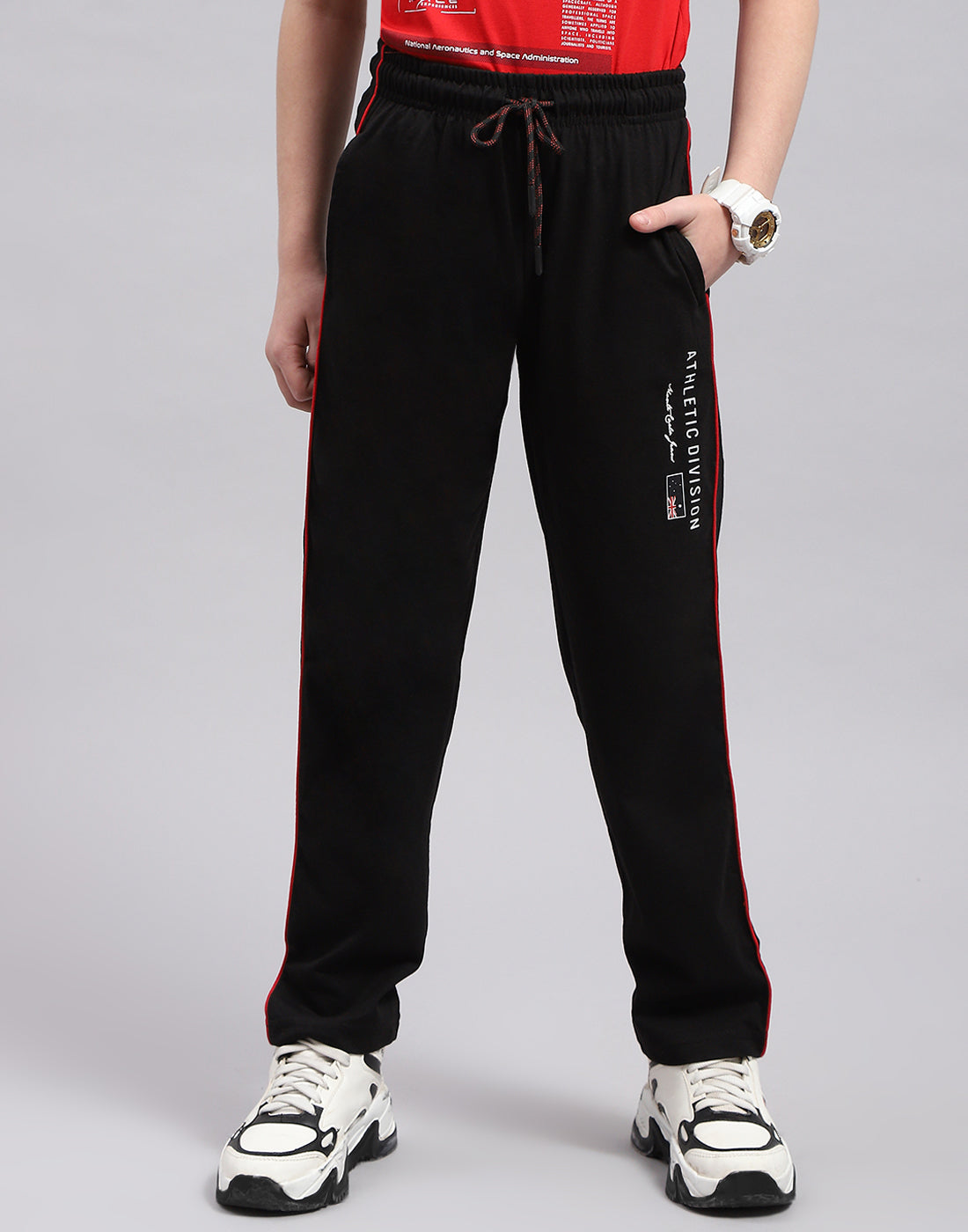 Boys Black Printed Regular Fit Lower