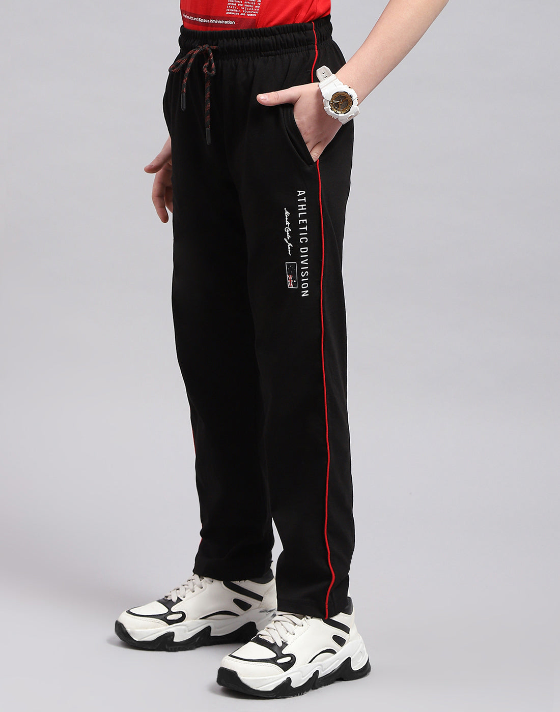 Boys Black Printed Regular Fit Lower