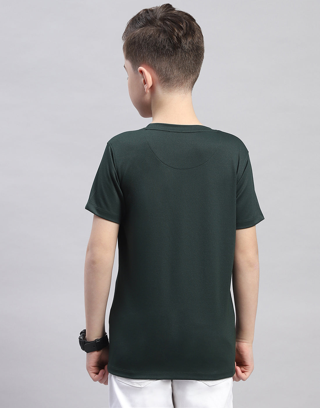 Boys Green Printed Round Neck Half Sleeve T-Shirt