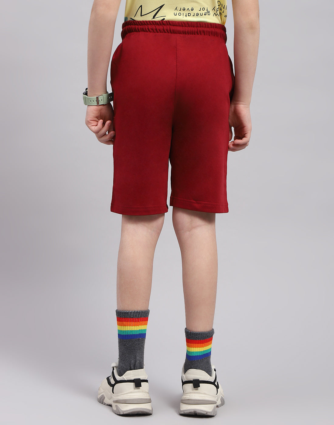 Boys Maroon Printed Bermuda