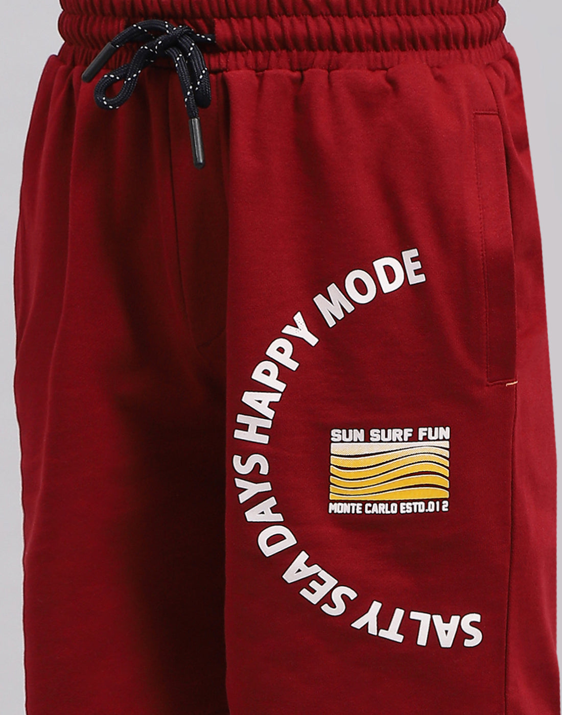 Boys Maroon Printed Bermuda