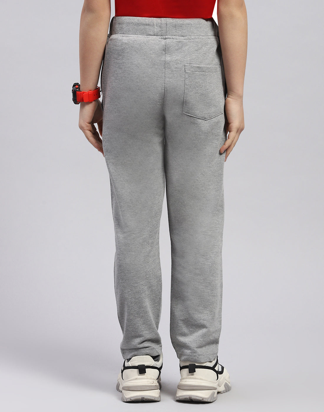 Boys Grey Melange Printed Regular Fit Lower