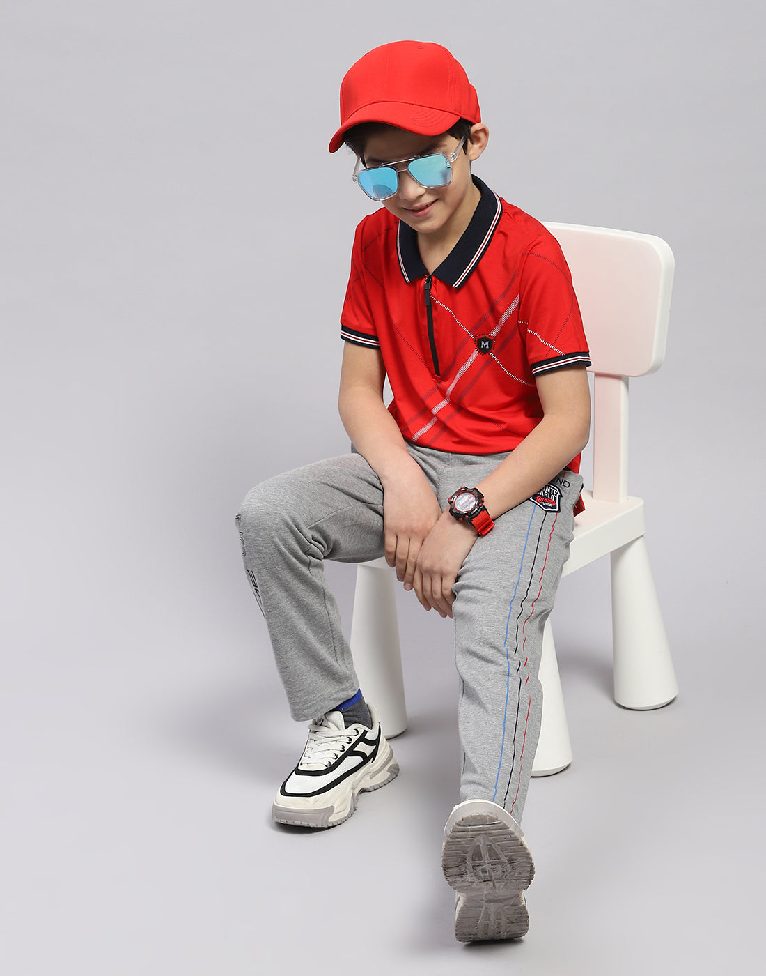 Boys Grey Melange Printed Regular Fit Lower