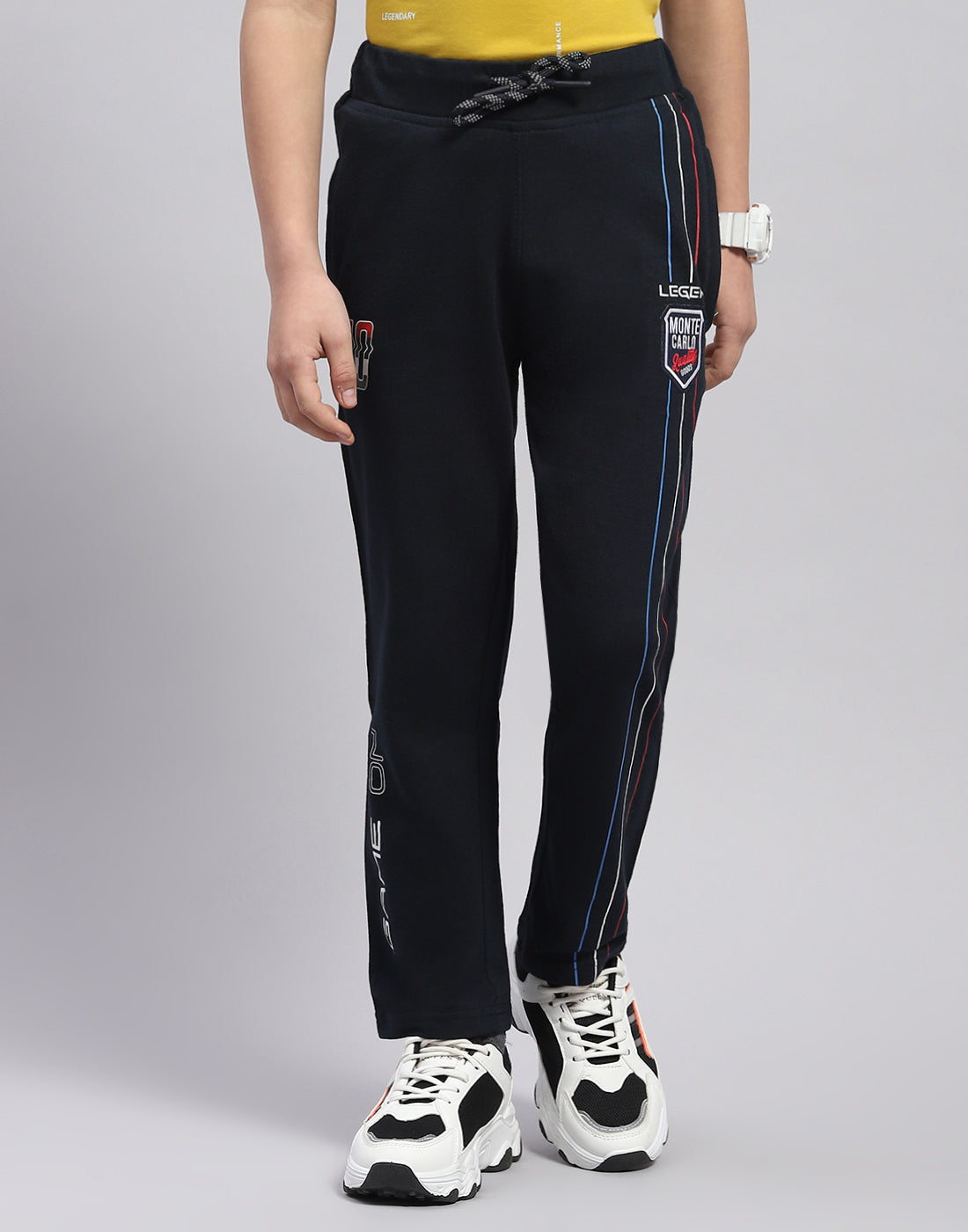 Boys Navy Blue Printed Regular Fit Lower