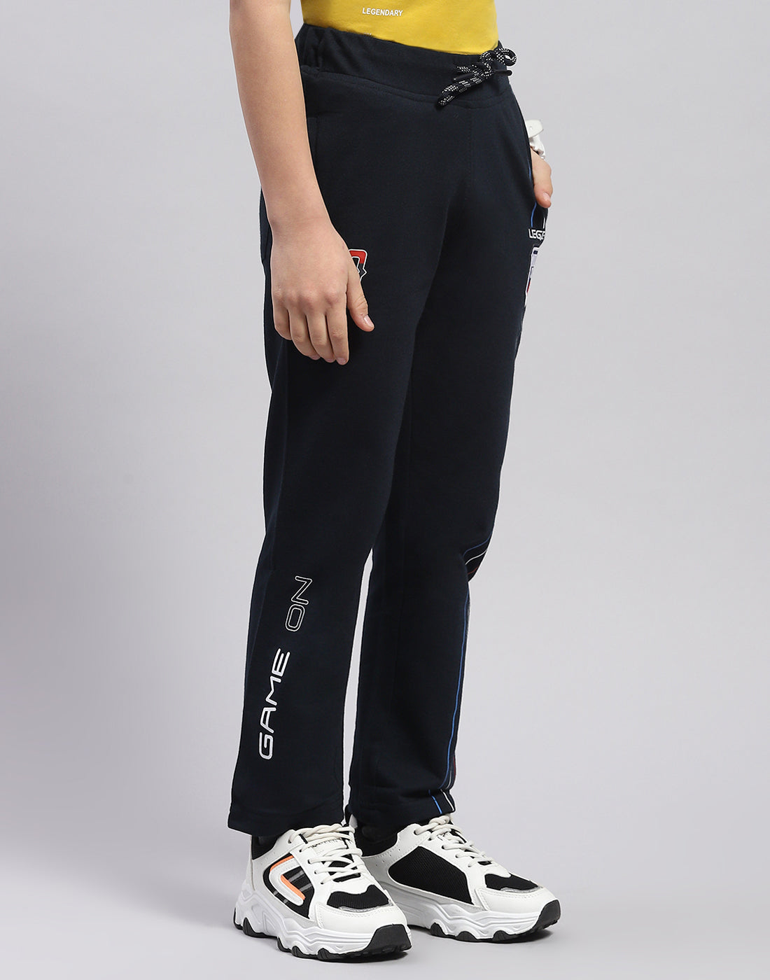 Boys Navy Blue Printed Regular Fit Lower