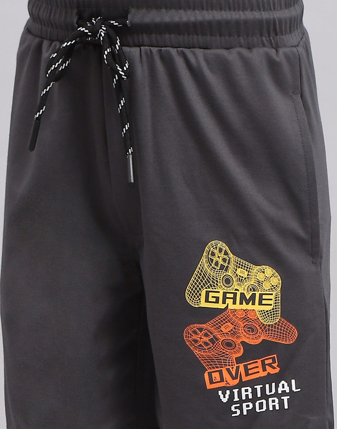 Boys Grey Printed Round Neck Half Sleeve Bermuda Set