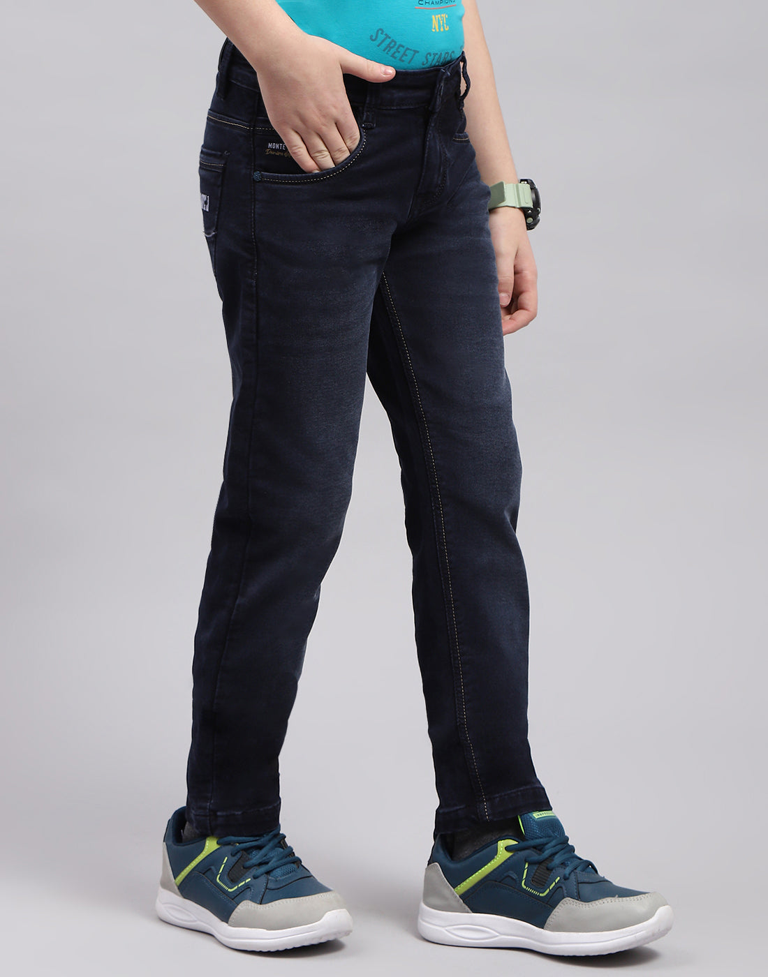 Boys Blue Light Wash Slim Fit Denim