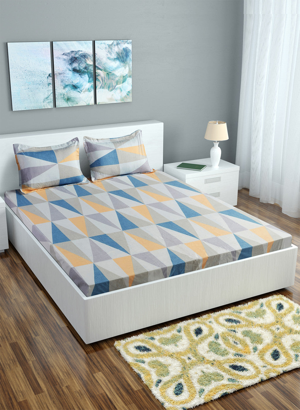 Multi Color 130 GSM Bedsheet with 2 Pillow Covers
