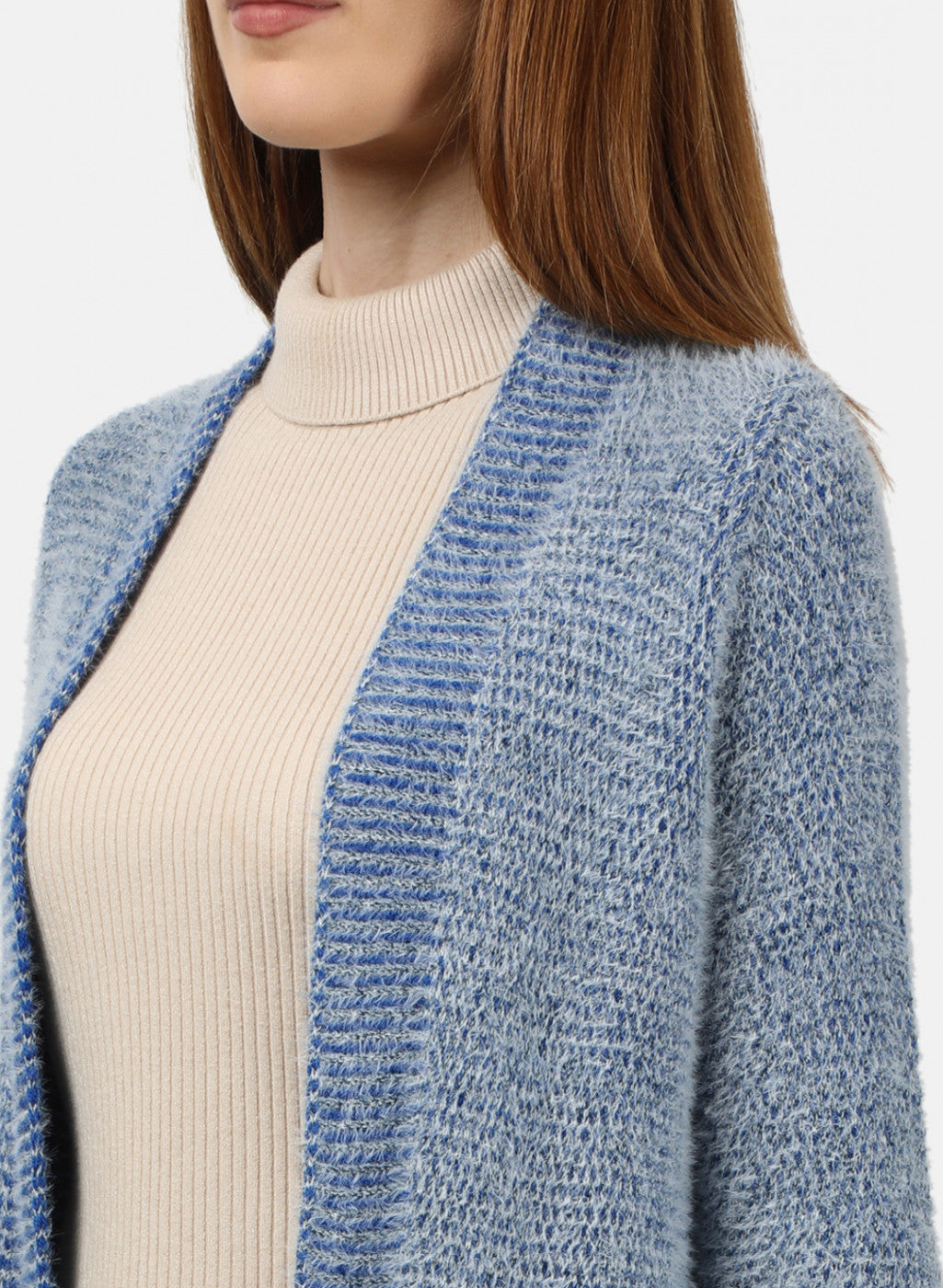 Women Blue Solid Cardigan