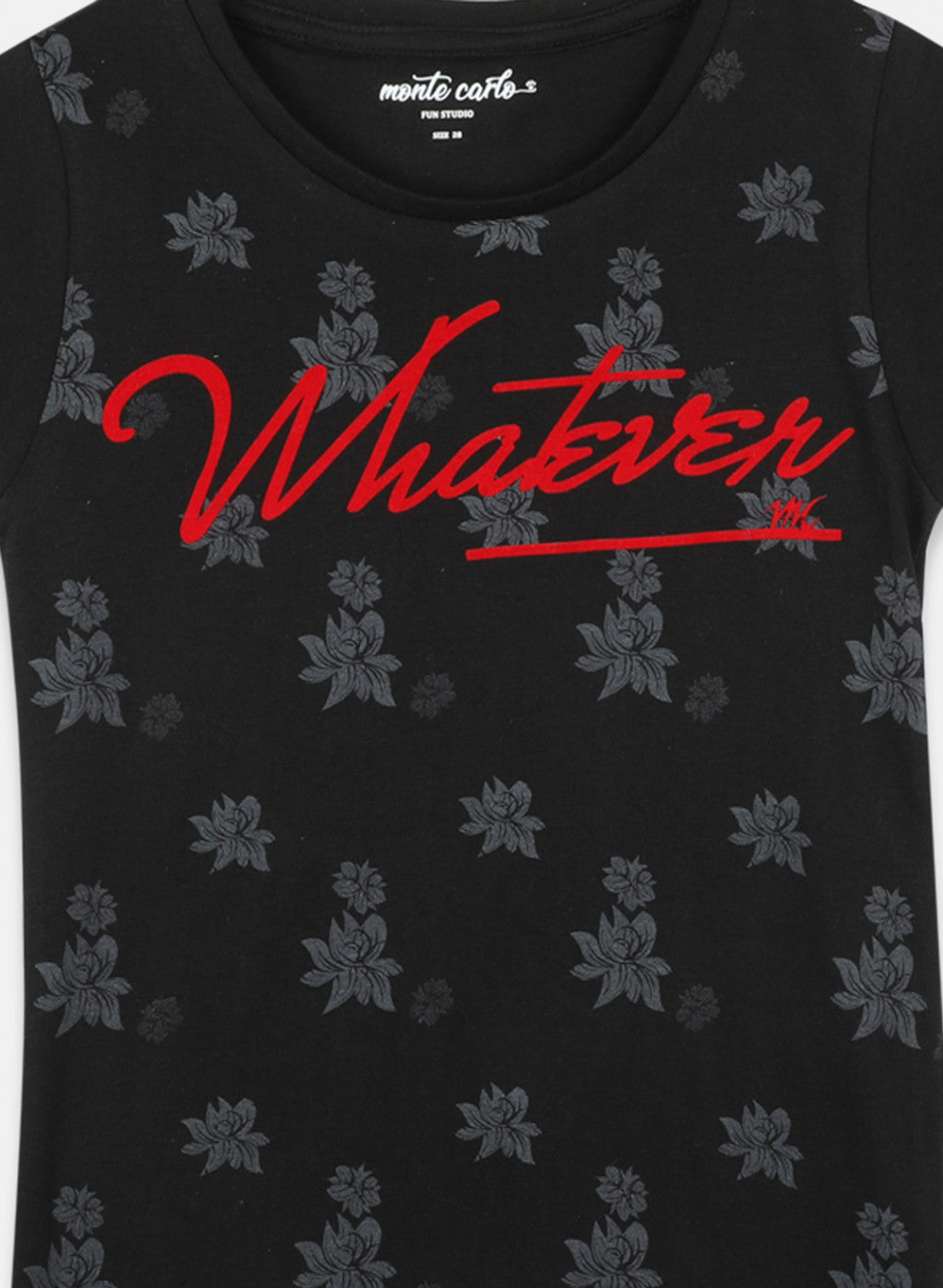Girls Black & Pink Printed Top 2 Pc