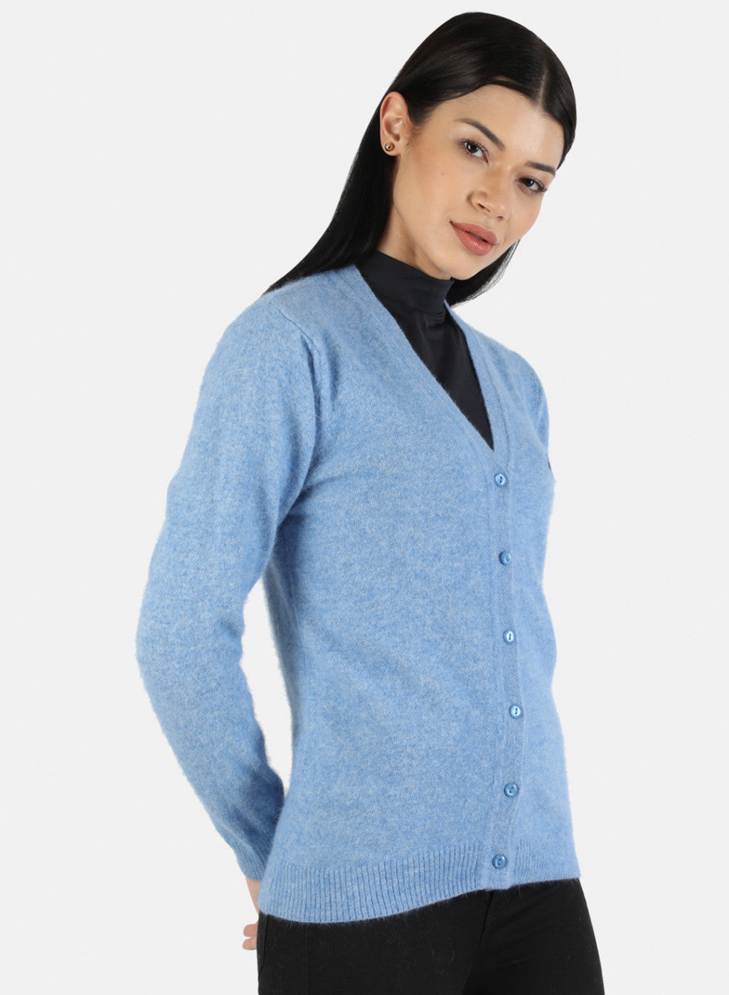 Women Blue Solid Cardigan
