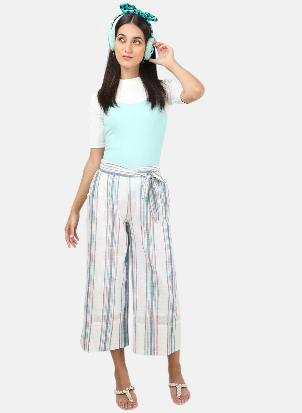 Womens White Stripe Plazoo