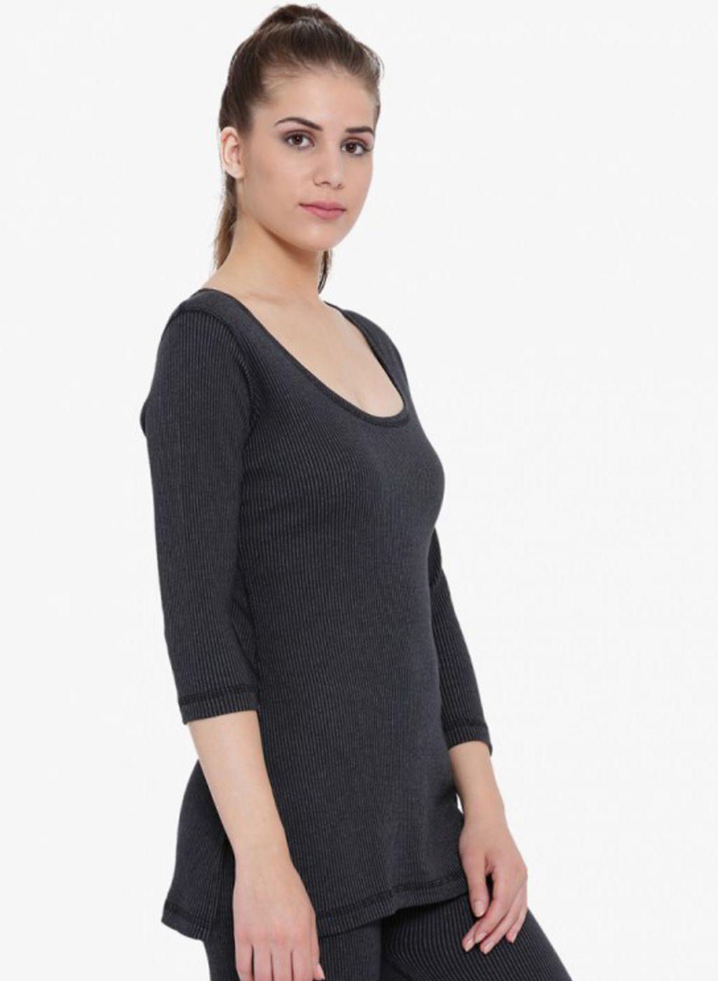 Women Black Solid Thermal Vest