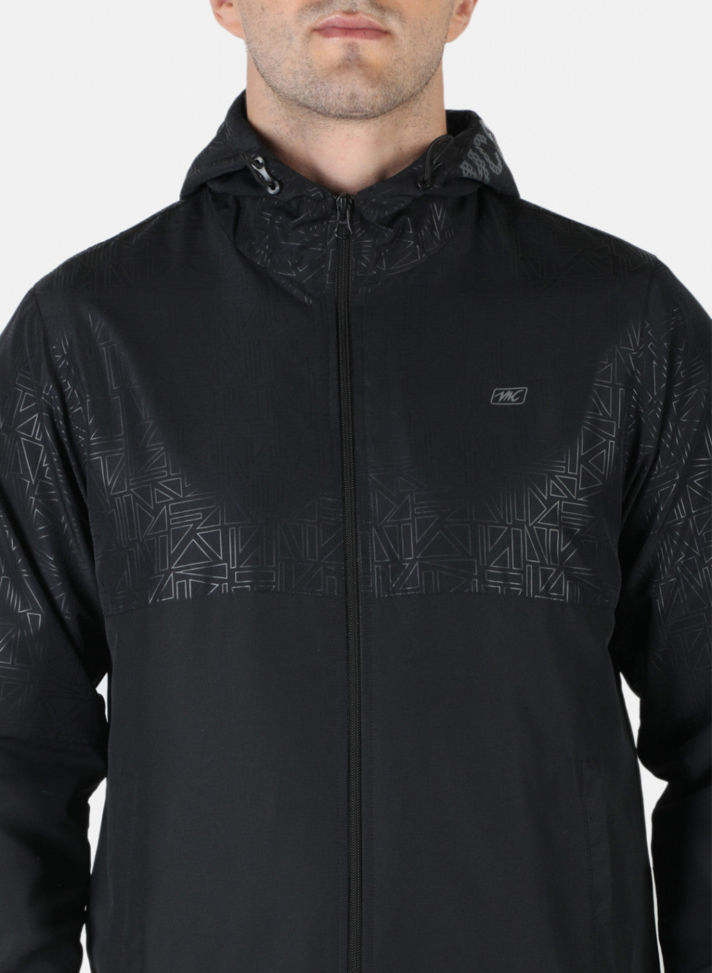 Men Black Self Design Tracksuit