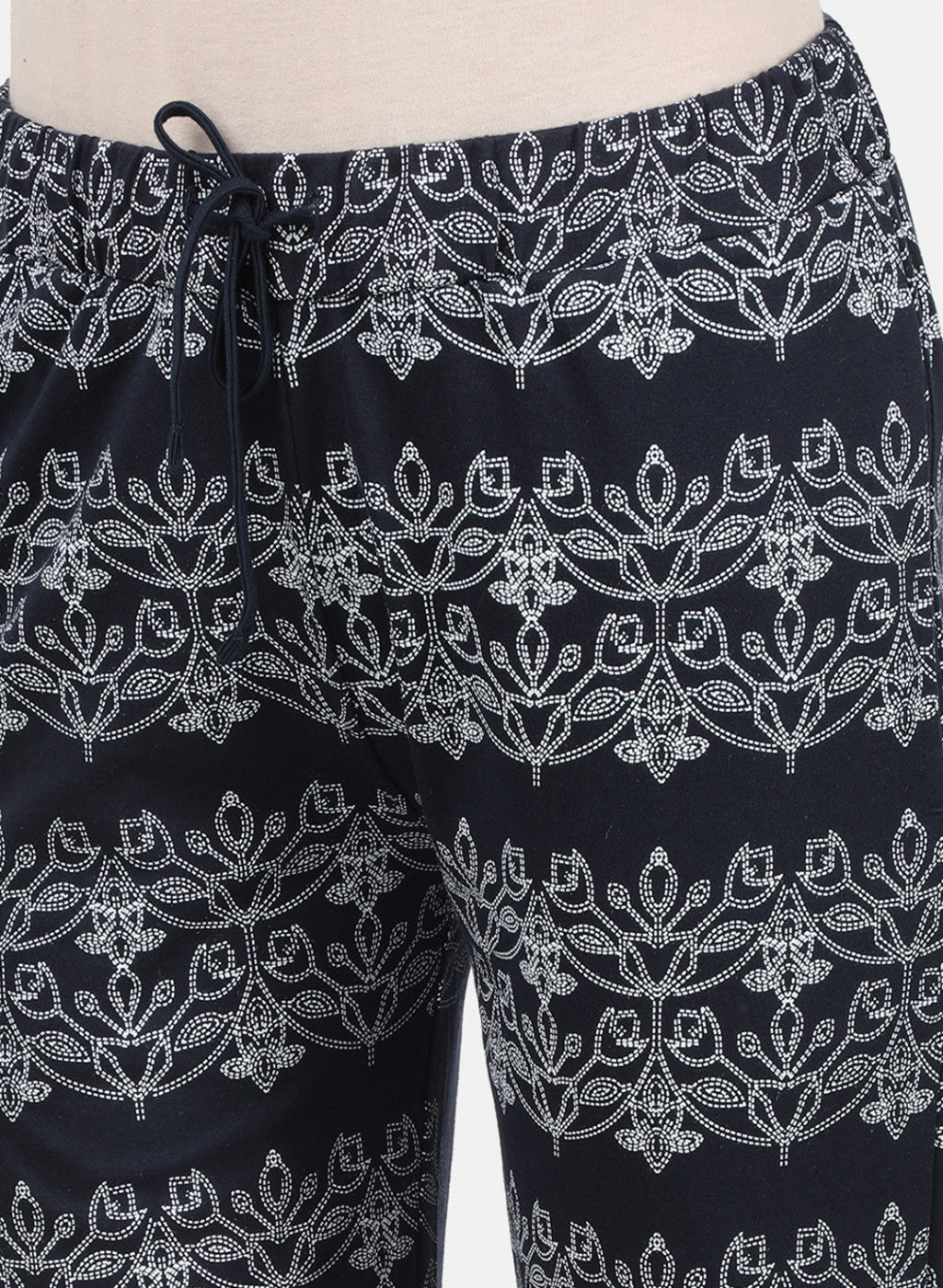 Womens Navy Blue Printed Plazoo Set