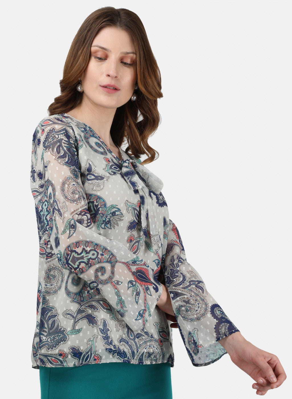 Womens Multi Color Printed Top